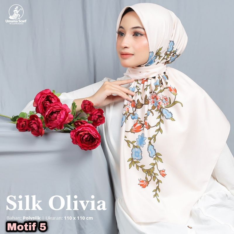 Jilbab Umama Silk Olivia Original PREMIUM Motif Modern Kerudung Segi Empat