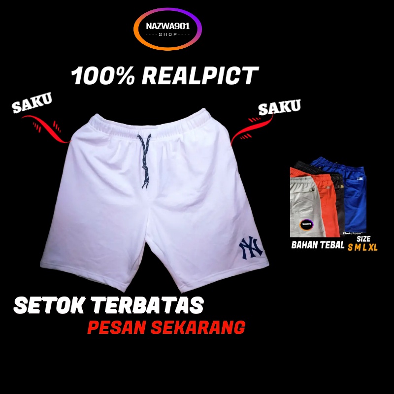 Celana Kolor Pendek Pria Wanita N Y Original Dewasa Remaja Bahan Baby Terry Unisex Branded Terbaru P