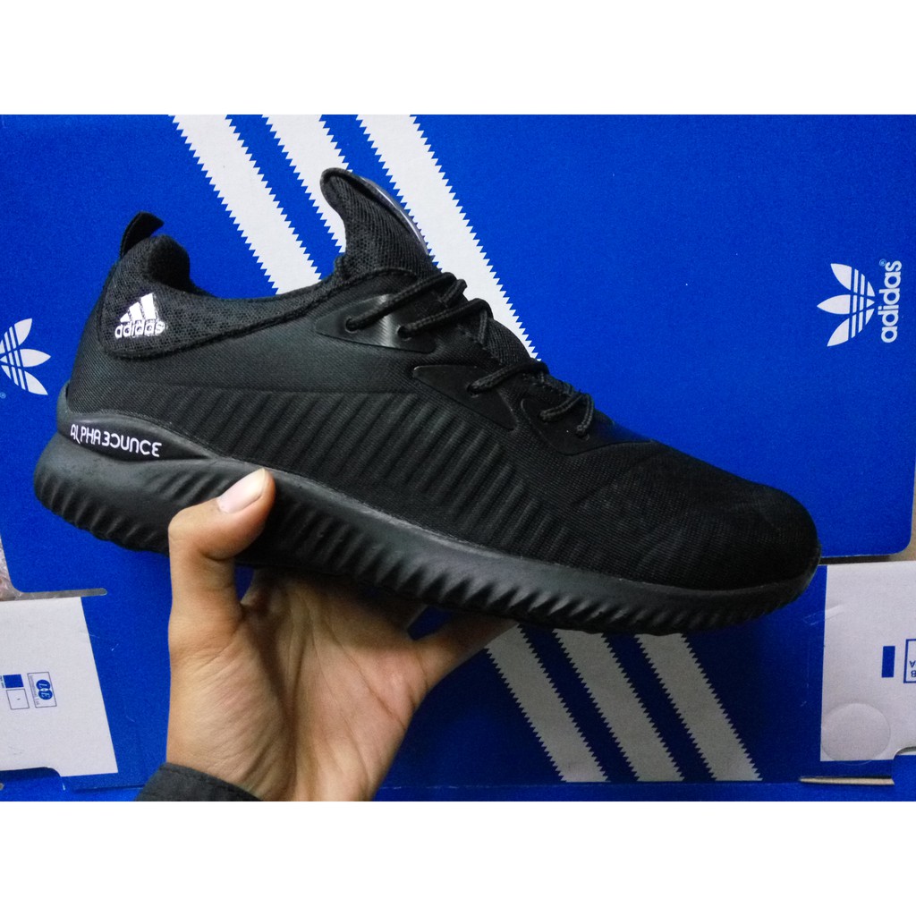 Sepatu Adidas  Alphabounce Grade Original  Fullblack Hitam  