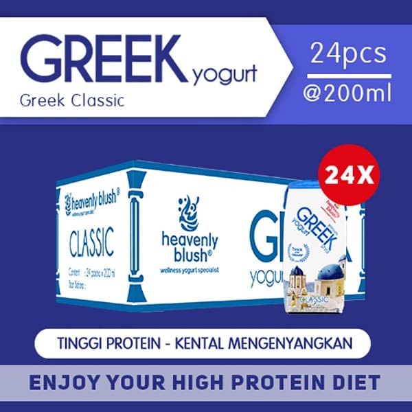(BISA COD) Yogurt Heavenly Blush Greek Classic @24 Pcs x 200 ML