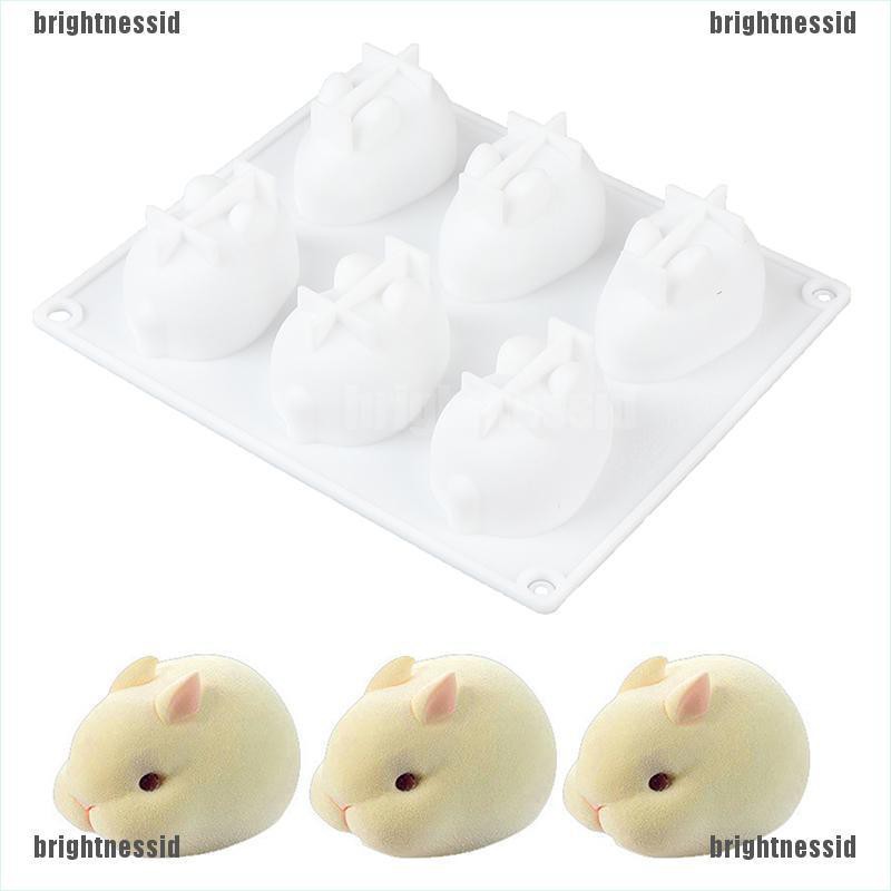Cetakan Silikon Bentuk Kelinci 3D untuk Dekorasi Kue Mousse 6 Forms