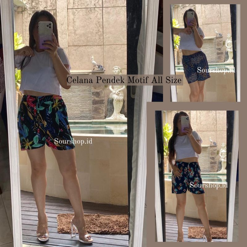 [PART 1] Celana Pendek Hotpants Rayon Motif Tiedye Smoke/Polkadot/Floral Bali Fit to XL
