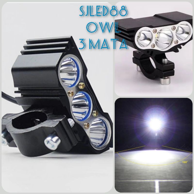 LAMPU MOTOR SOROT LED OWL MINI 30 WATT CREE 3 MATA 12 V-80v