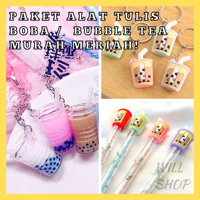 

PAKET HEMAT BOBA / BUBBLE TEA PULPEN PENSIL DAN GANTUNGAN KUNCI MINUMAN LUCU2 TERMURAH READY COD