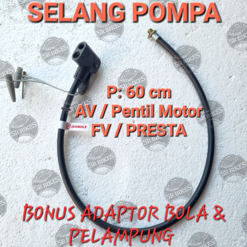 Selang Pompa Angin Ban Sepeda &amp; Motor &amp; Bola &amp; Pelampung BONUS ADAPTOR