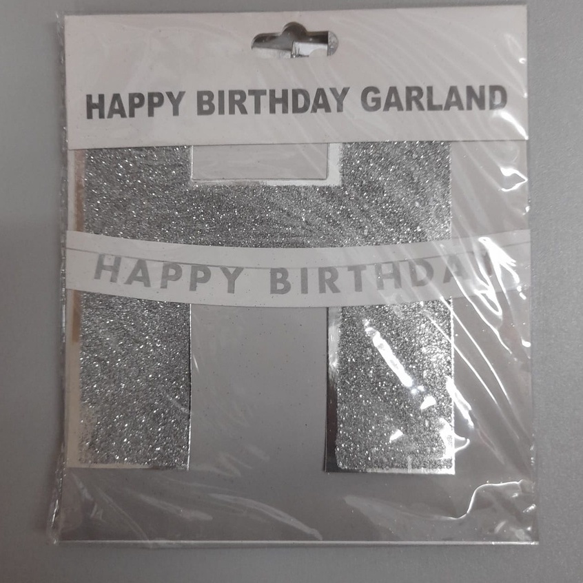 Banner happy birthday polos tulisan gold / bunting flag ulang tahun tulisan gold hbd