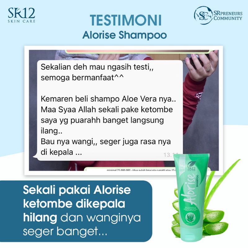 ALORISE SHAMPOO SR12 / SAMPO ALORISE PERAWATAN RAMBUT RONTOK, KERING &amp; CABANG / HAIR FALL TREATMENT / SHAMPOO ALOEVERA / SHAMPOO LIDAH BUAYA