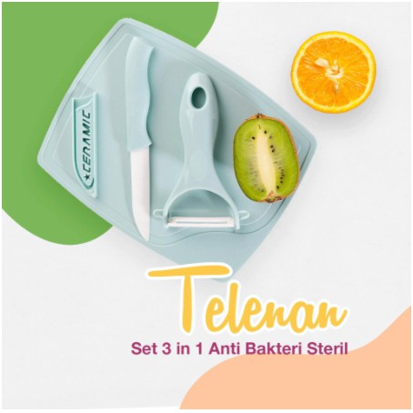 Talenan Serbaguna Talenan Pisau set 3 in 1 Pisau Keramic Chop  Pisau Set Talenan 3 in 1 Pengupas Kulit Buah Sayur Daging Serbaguna