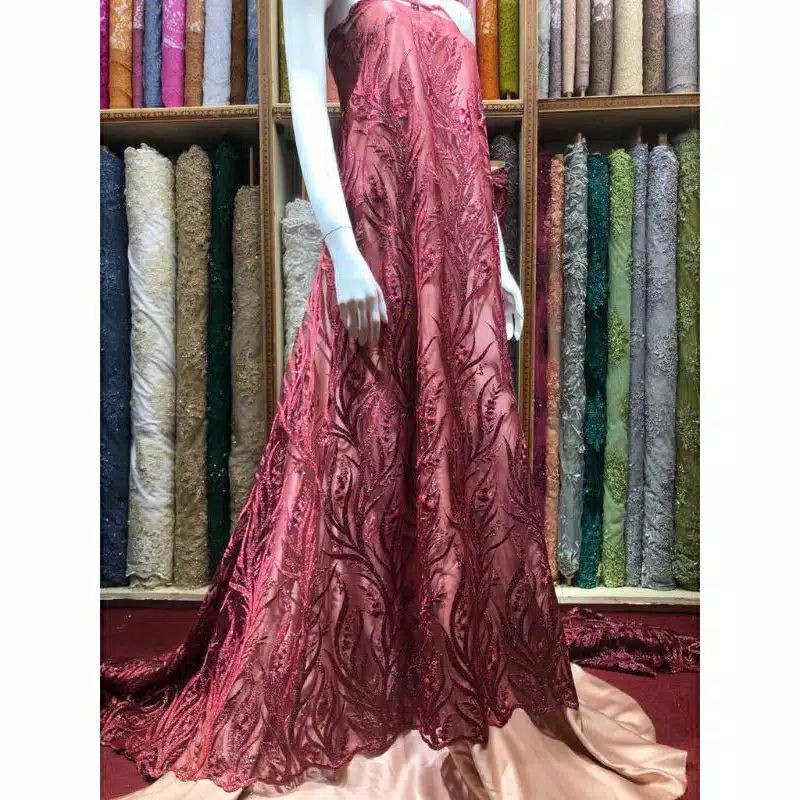 Bahan Kain Tile Mutiara Bordir Sakura