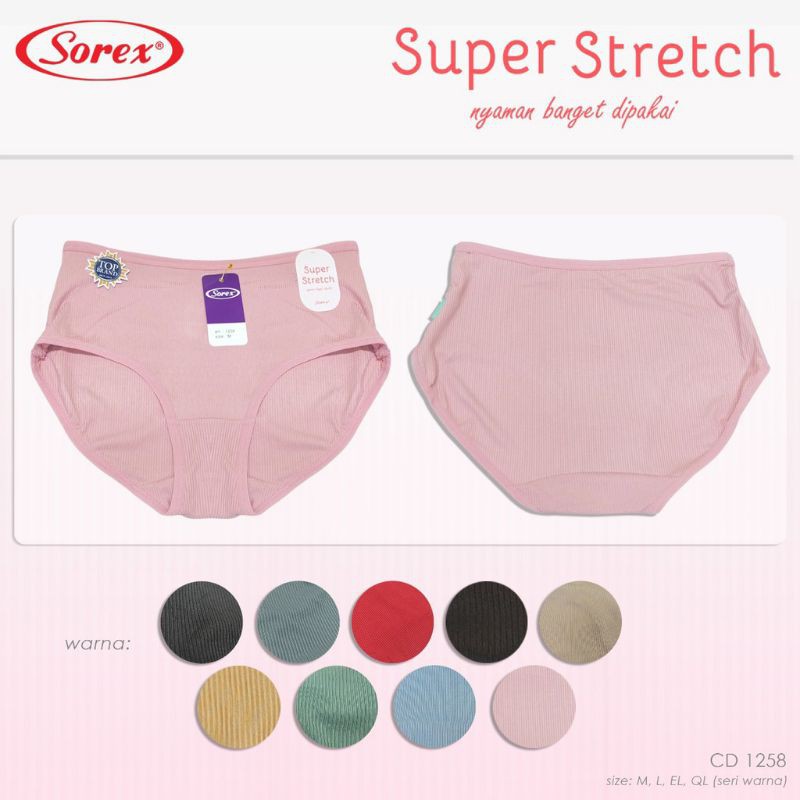 Celana Dalam Wanita CD Sorex 1258 Midi Super Stretch Harga Per 1 pieces