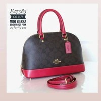 TAS WANITA BRANDED - COACH MINI SIERRA BROWN HOT PINK