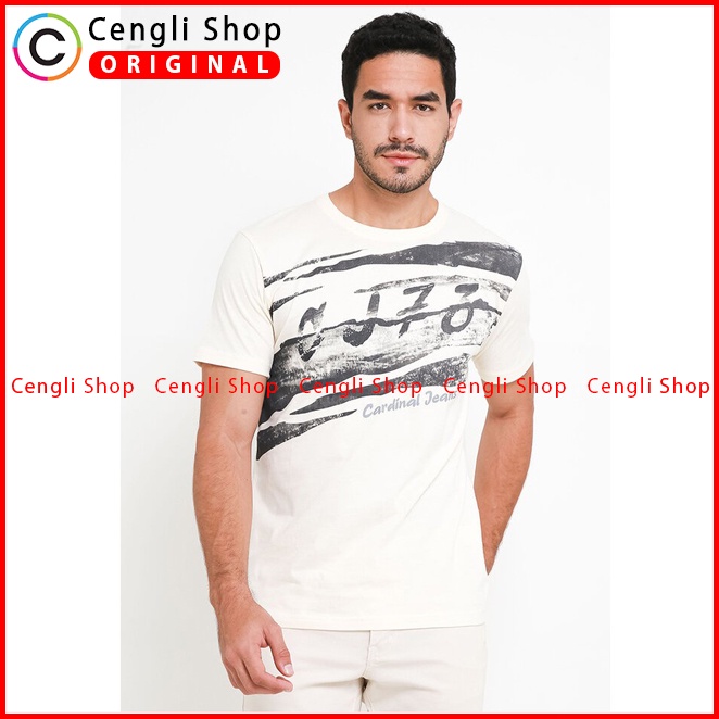 BAJU KAOS PRIA CARDINAL ORIGINAL CASUAL LENGAN PENDEK PUTIH CA03