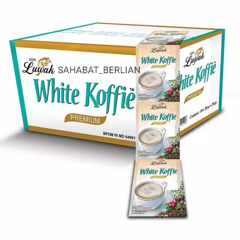 

Kopi LUWAK White Koffie Coffee 3 in 1 Instant 1 Renceng 10 Sachet @20gr (10 pcs) Original