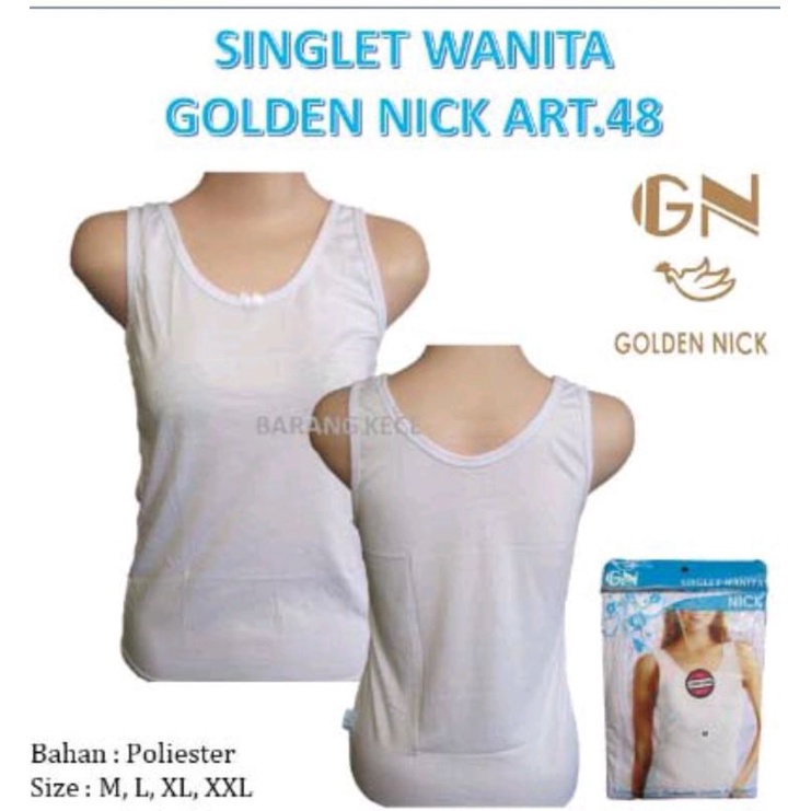 Singlet Golden Nik|Pakaian Dalam Wanita Dewasa|Singlet Wanita|Extra Long Tali Lebar