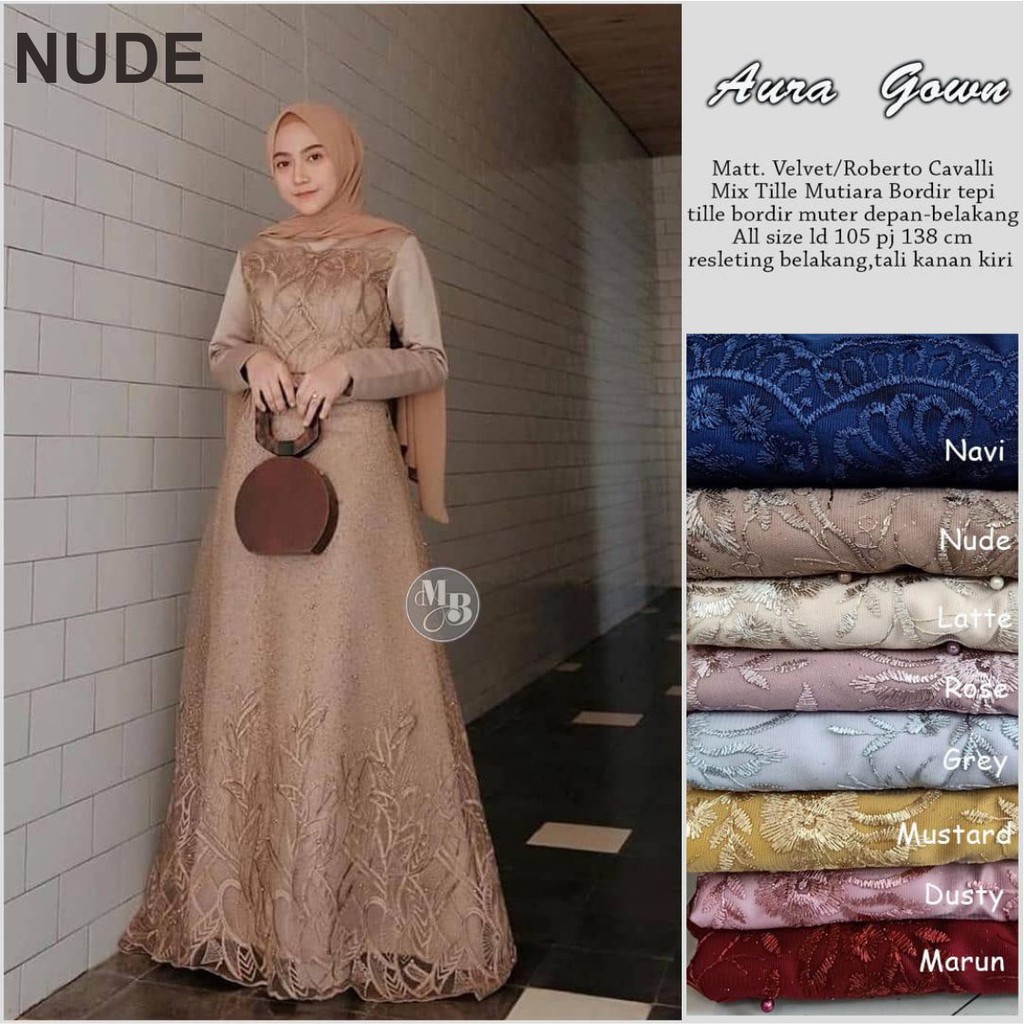 ADA JUMBO!! GAMIS BRUKAT MAXI DRESS TILLE WANITA HIJAB MUSLIM VELVET BRUKAT GAMIS KONDANGAN