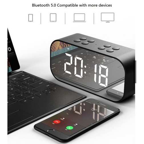 Bt501 Speaker Subwoofer Wireless Bluetooth Portable dengan Jam Alarm LED AEC
