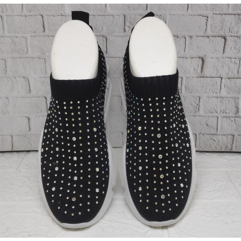 SEPATU SLIP ON ADIVON IMPORT BAHAN RAJUT BLING2