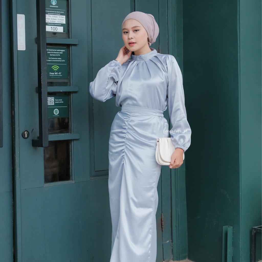 SET SATIN - ONE SET SATIN MURAH - DRESS SATIN MURAH