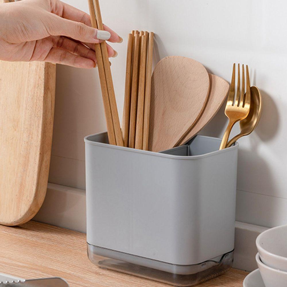 Rebuy Chopstick Drain Box Knief Double Layer Organisasi Ember Keranjang Drainer Rak Sendok Garpu