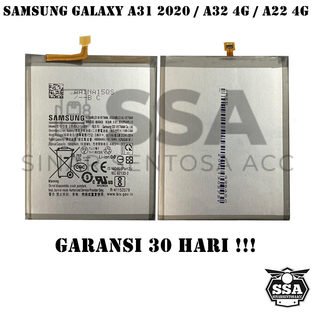 Baterai Original OEM Samsung Galaxy A31 2020 A32 4G A22 4G A315 EB-BA315ABY BA315ABY EBBA315ABY HP Ori Battery Batrai Batre Batu Batere GARANSI AWET MURAH