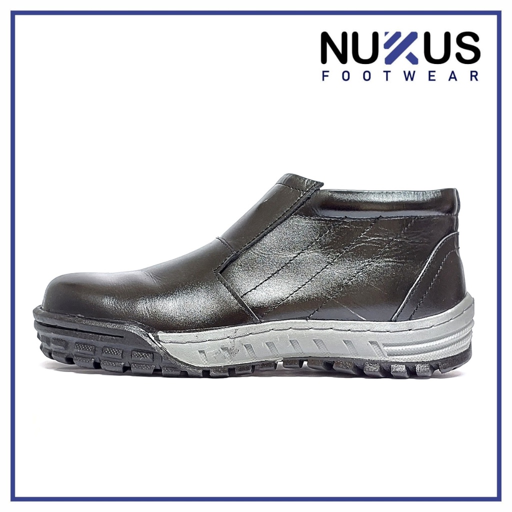 Nukus Footwear Sepatu Safety Shoes Ujung Besi Resleting Boots Kulit Sapi Asli - DRRT GB