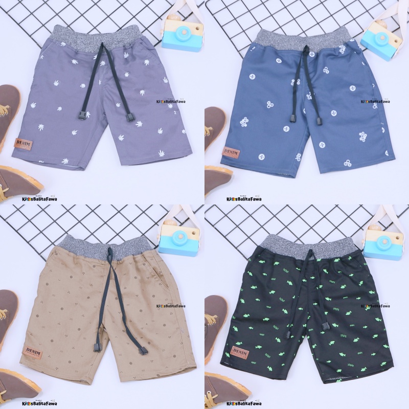 [MOTIF] Celana Pendek Daffa uk 1-12 Tahun / Bawahan Anak Laki Pants Semi Jeans Cowok EXPORT Quality