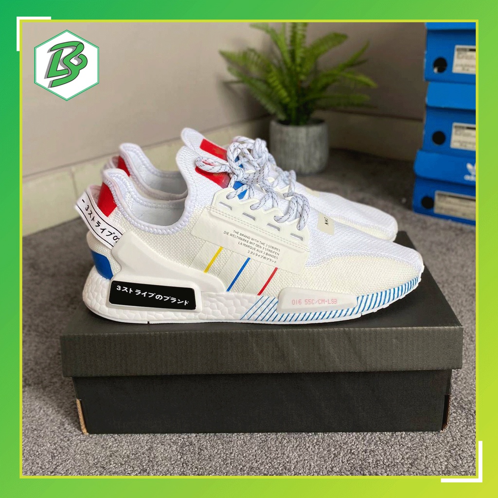 Sepatu Sneakers Adidas NMD R1 V2 White Scarlet University Blue Perfect Kicks Bnib