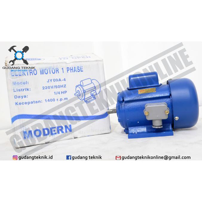 MOTOR PENGGERAK DINAMO ELEKTROMOTOR MODERN 1/4 HP 4P 1PH