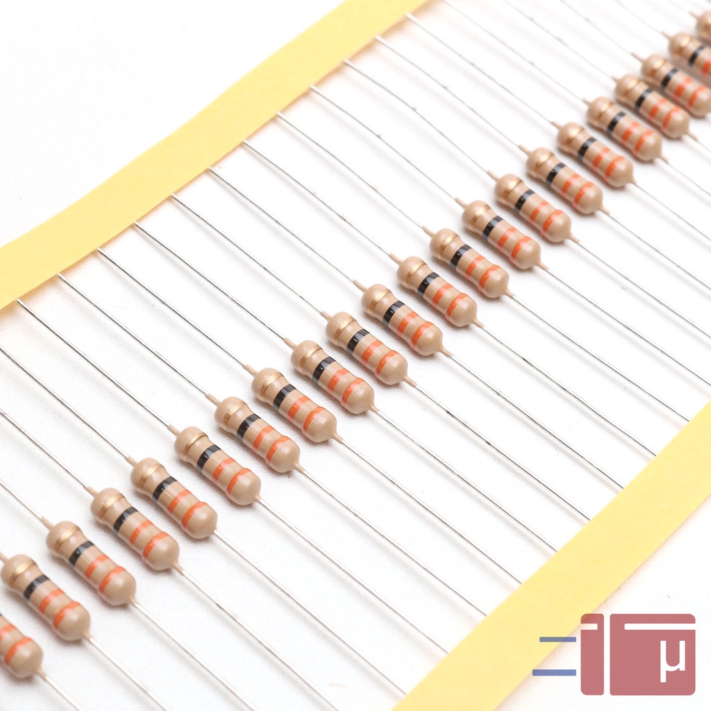 x10 Resistor 33R 33 Ohm 1/2W Karbon 5% Taiwan Kaki Tembaga