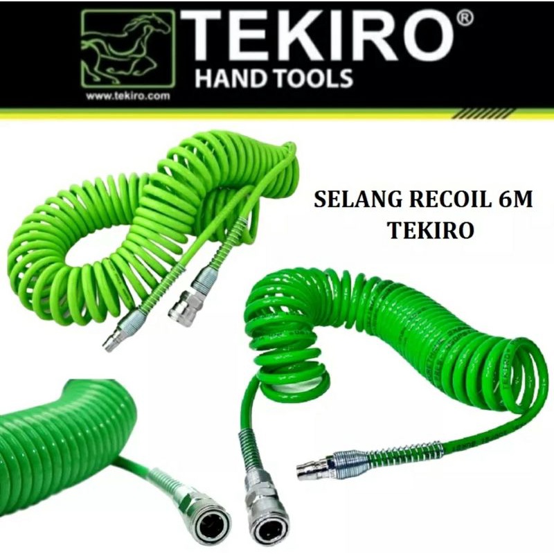 PAKET TEKIRO Selang Recoil 6 Meter + Air Duster Gun Semprotan Angin Selang Kompresor 6M Original