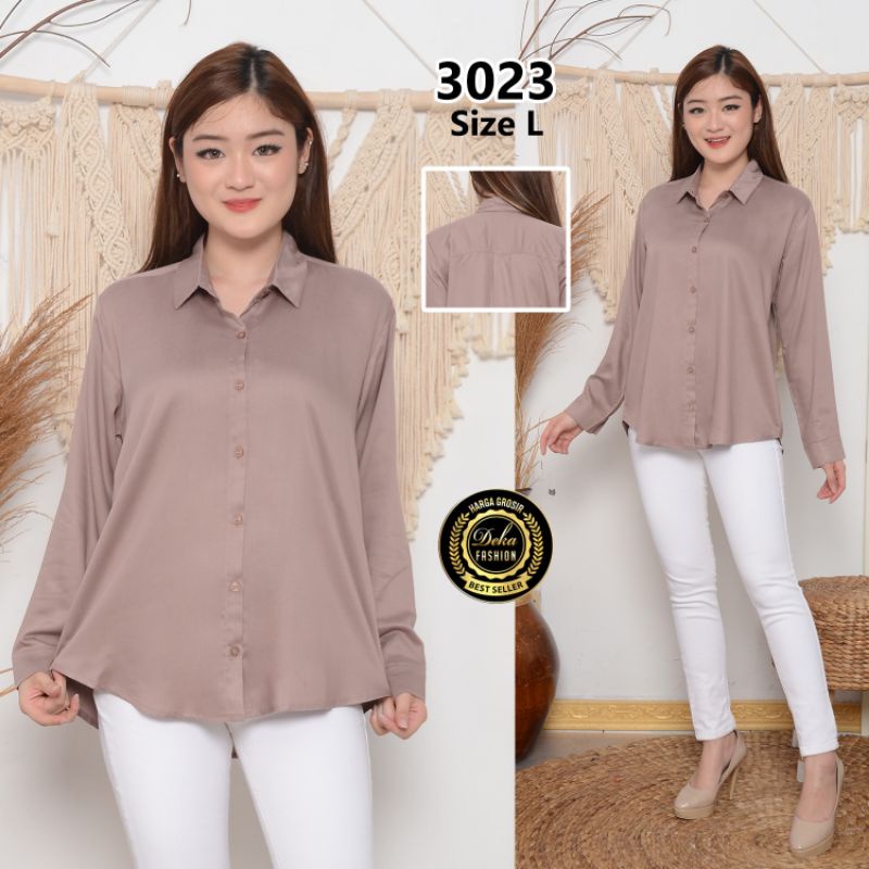 KEMEJA WANITA KATUN TWILL 30s - 3023-Pink soft L