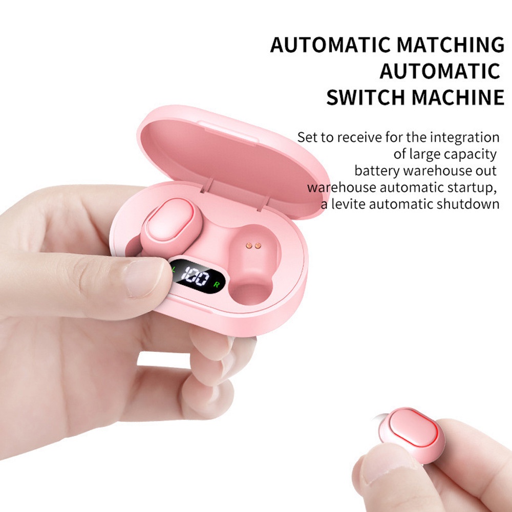 Headset Bluetooth E7S Macaron Led Display TWS Earphone with Mic Henset Bloetooth Wireless Earphone Bluetooth