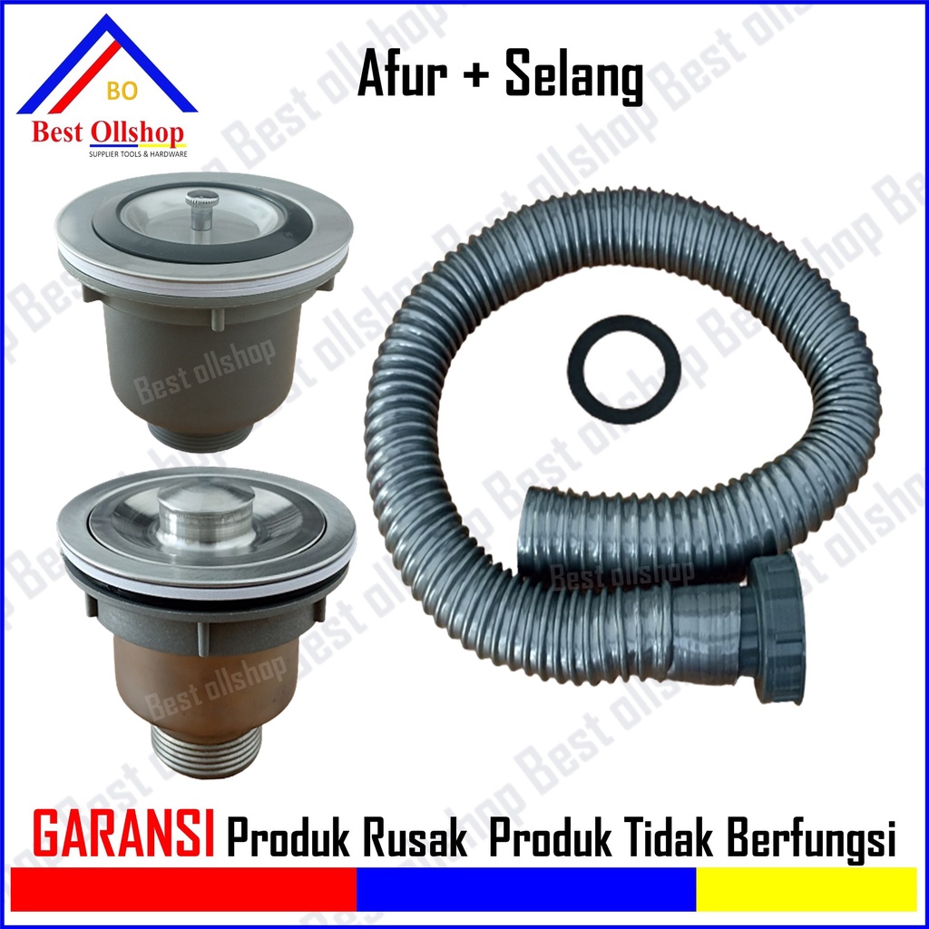 Afur Bak Cuci Piring + Selang BCP 1 Set / Selang Avur Afur Apur Saringan Pembuangan Bak Cuci Piring Set