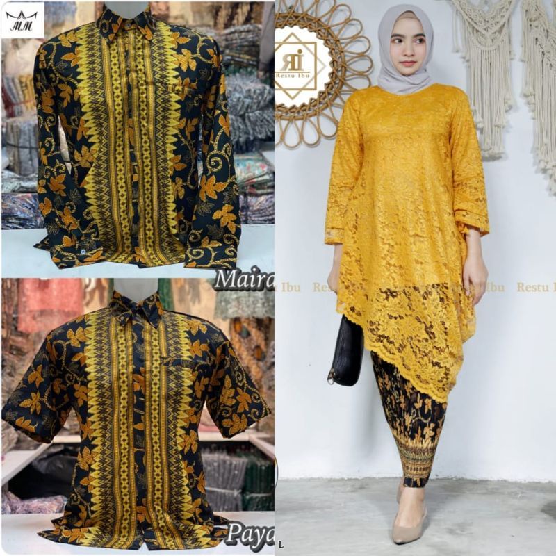 TUNIK BRUKAT MENCENG/SETELAN TUNIK BRUKAT/COUPLE TUNIK /COUPLE KEBAYA