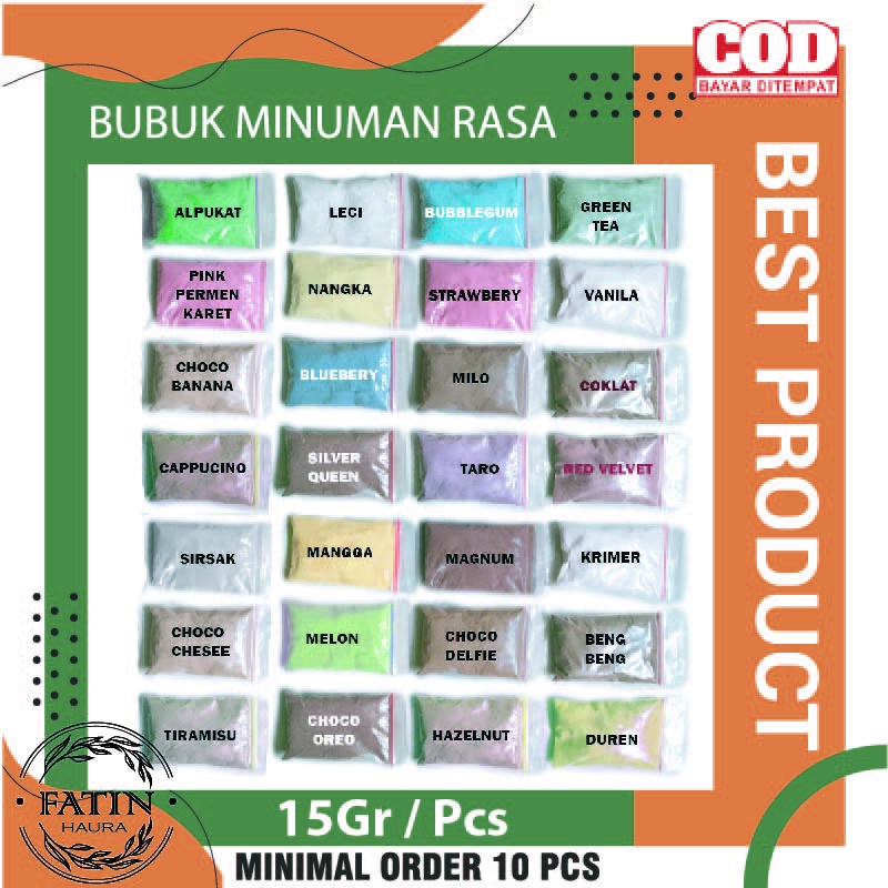 ☘️FATIN☘️BUBUK MINUMAN RASA 15 GR/ SERBUK MINUMAN ANEKA RASA/ BUBUK MINUMAN KEKINIAN/ POWDER DRINK