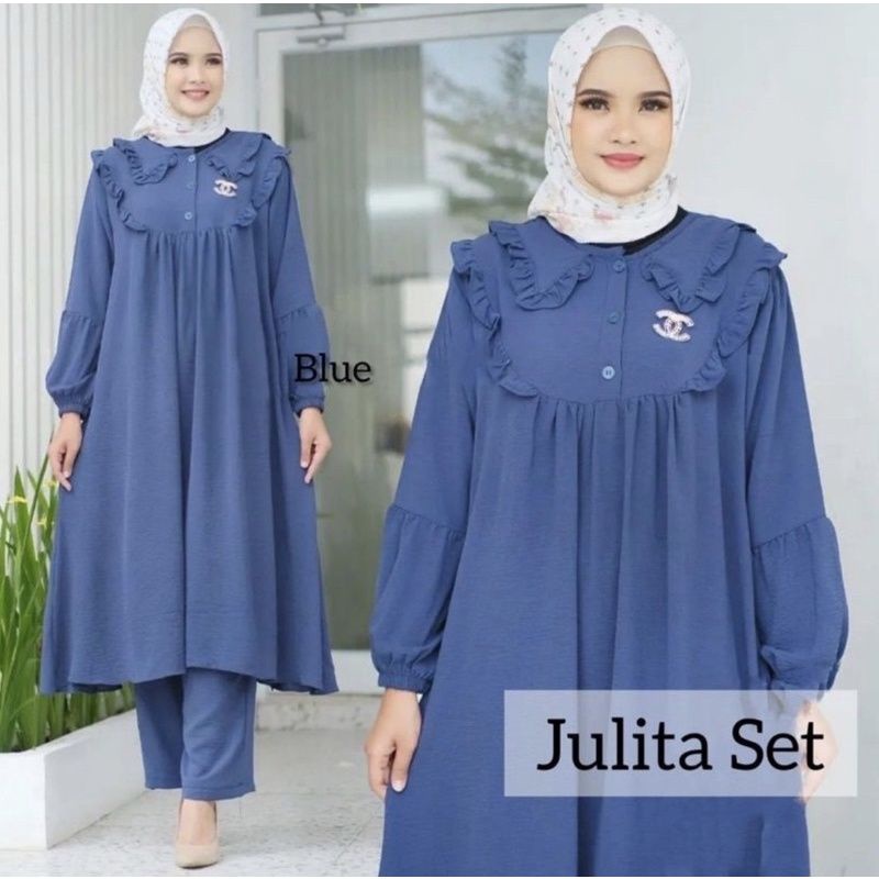 Julita Set/Stelan Long Tunik Cringkle Rempel/Karina Set Cringkle airflow