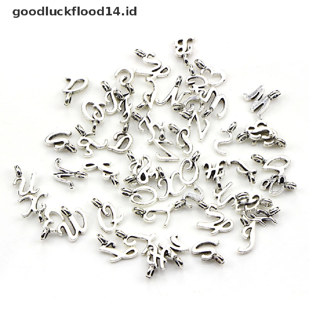 [OOID] 52Pcs/Set Bulk Lots Tibetan Silver Mix Charm 26 Letter A-Z Pendants Jewelry DIY ID