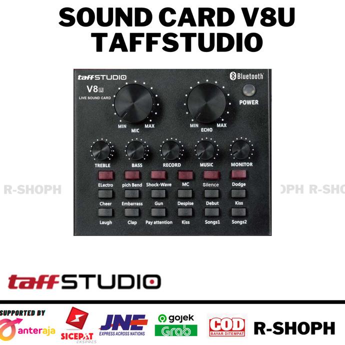 Soundcard V8S Mixer ORIGINAL TAFFSTUDIO With Bluetooth Feature - Merah - V8U