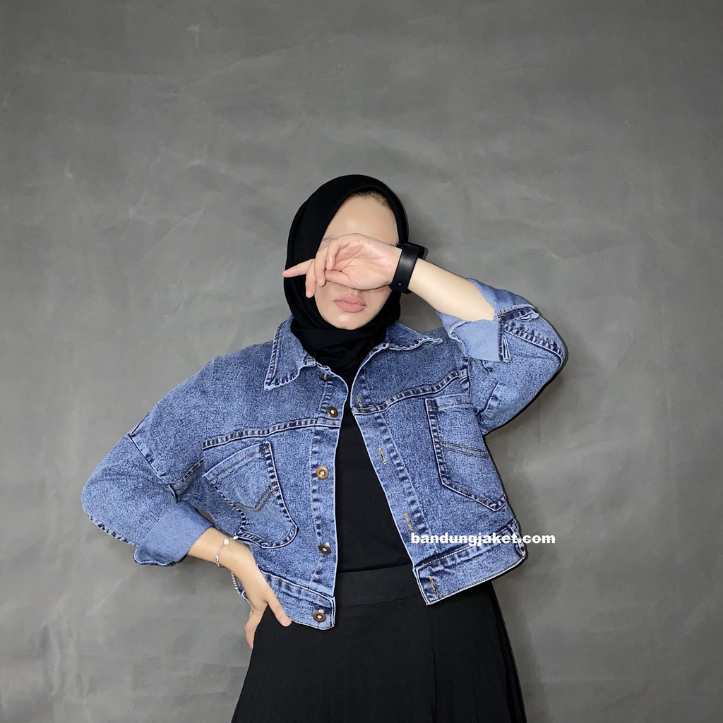 NAYRA CROOP JAKET JEANS |I JAKET DENIM WANITA MODEL TRENDY TERBARU