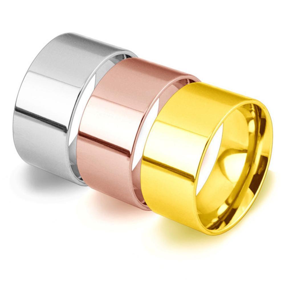 Timekey Cincin Kawin / Tunangan Stainless Steel 10mm Warna Silver / Gold / Rose Gold Untuk Pria / Wanita A6K4