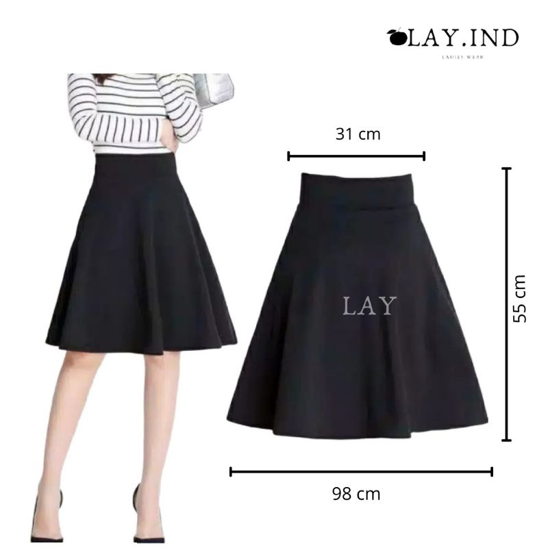 Rok Payung Scuba Pendek / Rok Jodda Flare Skirt Premium / Rok wanita/ Rok Kerja