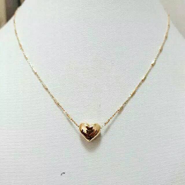 kalung love hati anak dan dewasa emas asli kadar 700 70% 16k 22 surabaya gold rosegold jedar liontin set hadiah