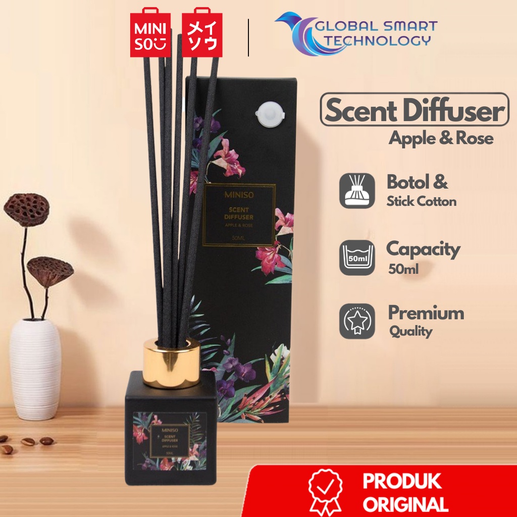 MINISO Pewangi Ruangan Diffuser Aromatherapy Pengharum Bunga Aroma Scent 50ml Original-Apple & Rose