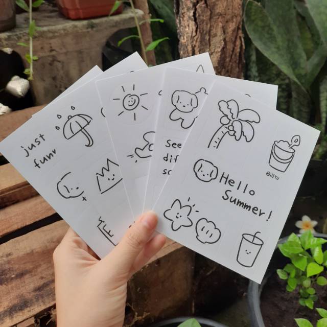 

Stiker jepang korea gambar anjing simple drawing sticker deco