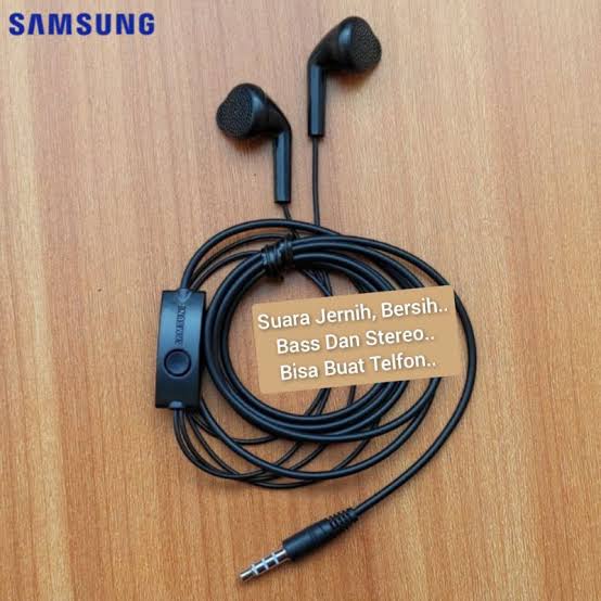 (Hitam) Headset Samsung Bass Stereo Earphone Samsung with Microphone ALL Device