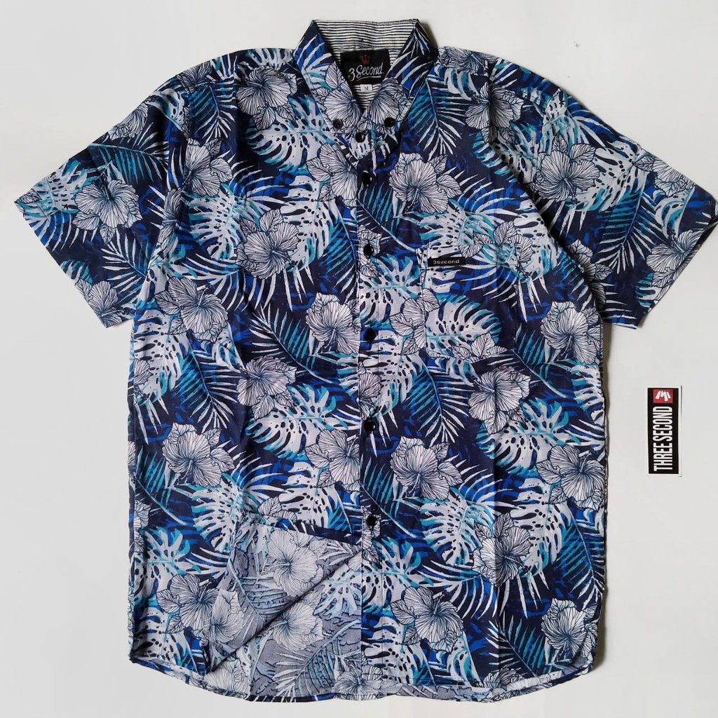 PROMO Kemeja Pria Lengan Pendek Free Stiker Motif Casual Floral Formal Atasan Baju Distro Keren