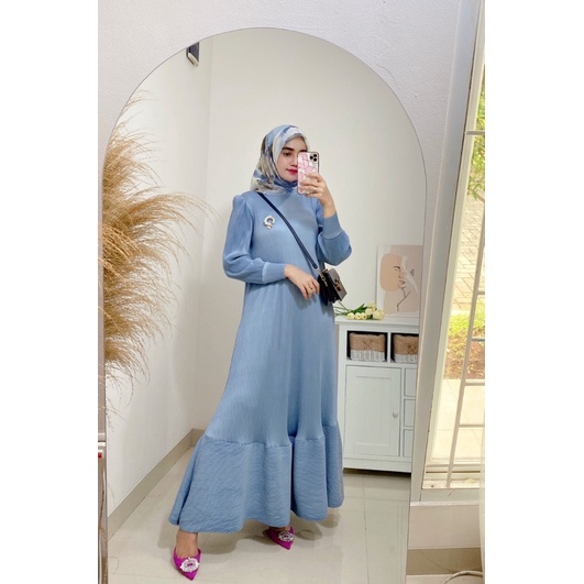 Mermaid pleats dress / longdress plisket resleting depan / dress busui / dress ibu menyusui