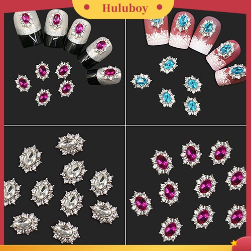 Huluboy Huluboy♡ 10pcs / Set Stiker Nail Art Desain Bunga Bahan Alloy Hias Kristal Berlian Imitasi Untuk Wanita