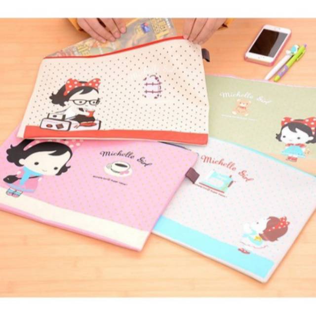 

Tas File/Map File/File Folder A4 Kain Motif Girl/Document Folder Holder/Tas Kosmetik/Pouch Make Up