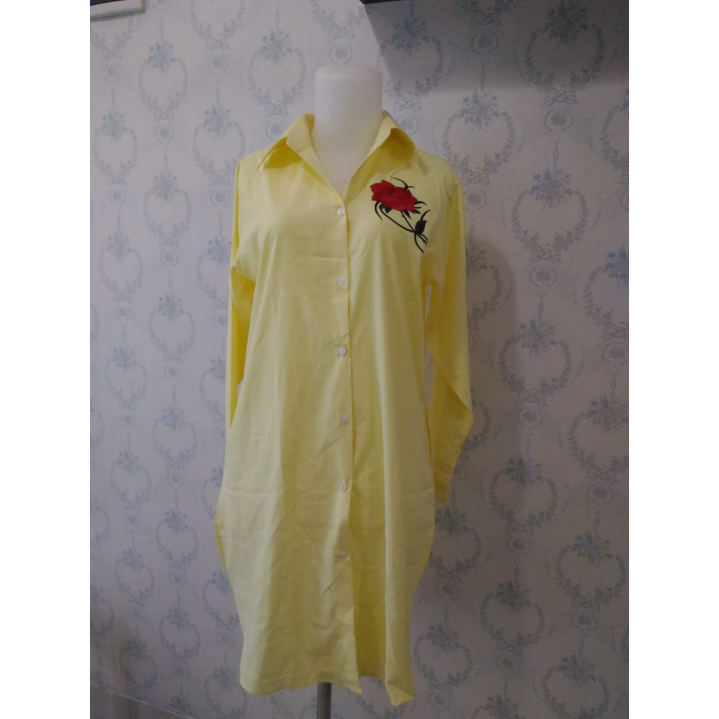 tunik kemeja gambar bordir bunga import bangkok